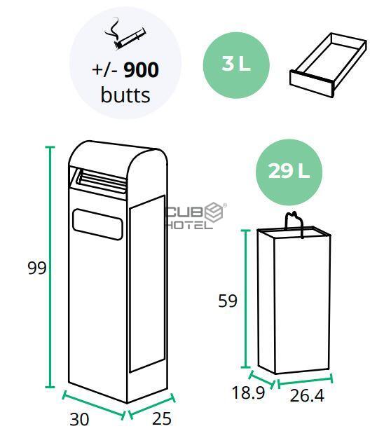 29L / 3L Container with ashtray